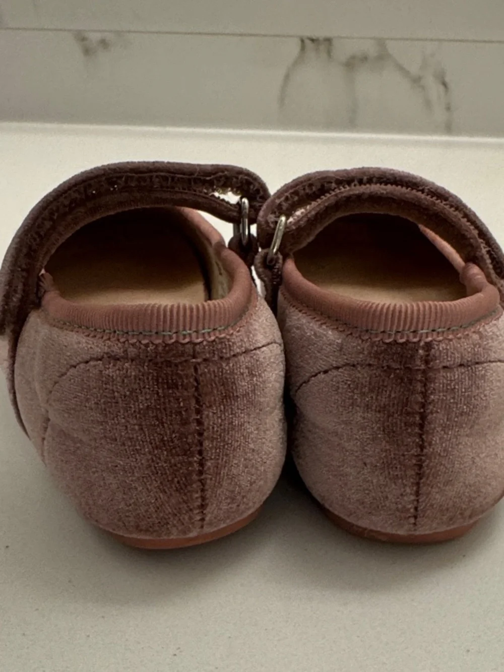 Ten Little Velvet Ballet Shoes in Pink